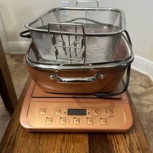 Copper Chef Induction Cooktop Electric Induction Bundle, 1 Pot With Lid, Basket
